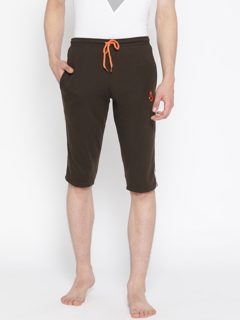 

PORTBLAIR Men Coffee Brown Solid Lounge Shorts