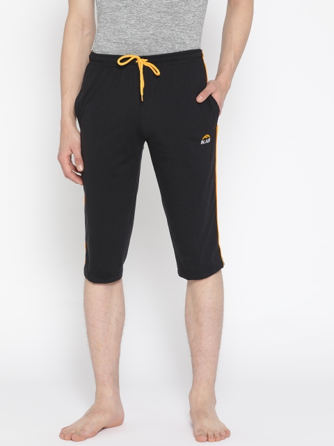 

PORTBLAIR Men Black Solid Lounge Shorts