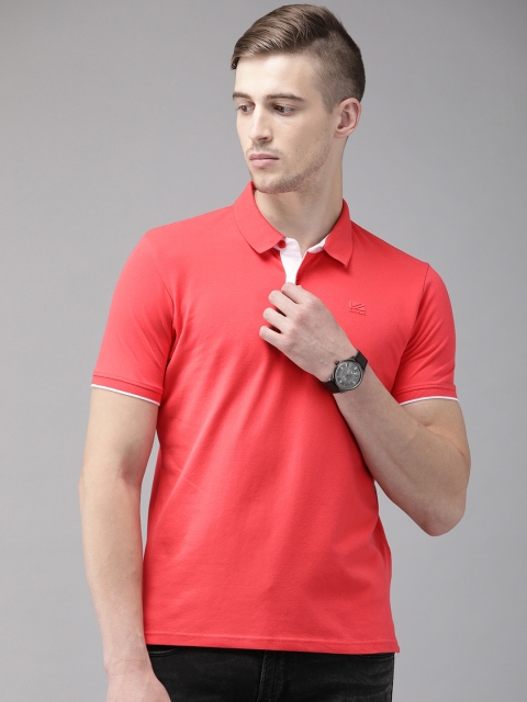 

Pepe Jeans Men Coral Pink Solid Polo Collar Pure Cotton T-shirt