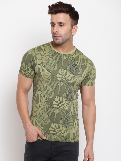 

Pepe Jeans Men Olive Green Printed Round Neck Pure Cotton T-shirt