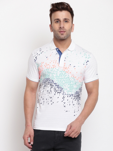 

Pepe Jeans Men White Printed Polo Collar Pure Cotton T-shirt
