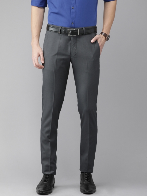 

Turtle Men Charcoal Grey Ultra Tapered Fit Solid Formal Trousers