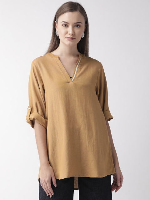 

Vaak Women Beige Solid Tunic, Mustard