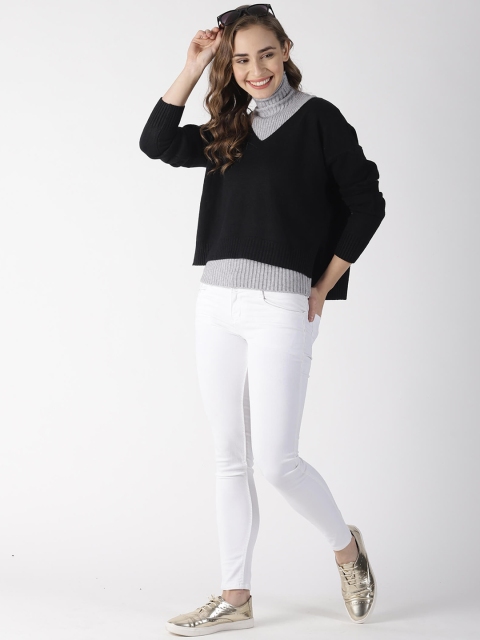 

Blue Saint Women Grey Solid Sweater Vest Sweater