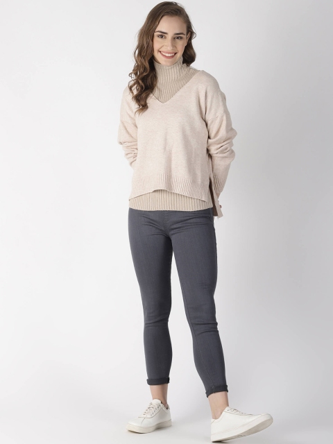 

Blue Saint Women Beige Solid Pullover Sweater