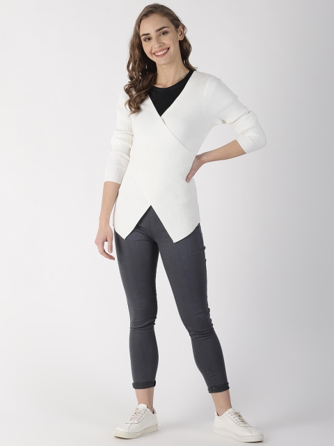 

Blue Saint Women White Solid Pullover Sweater