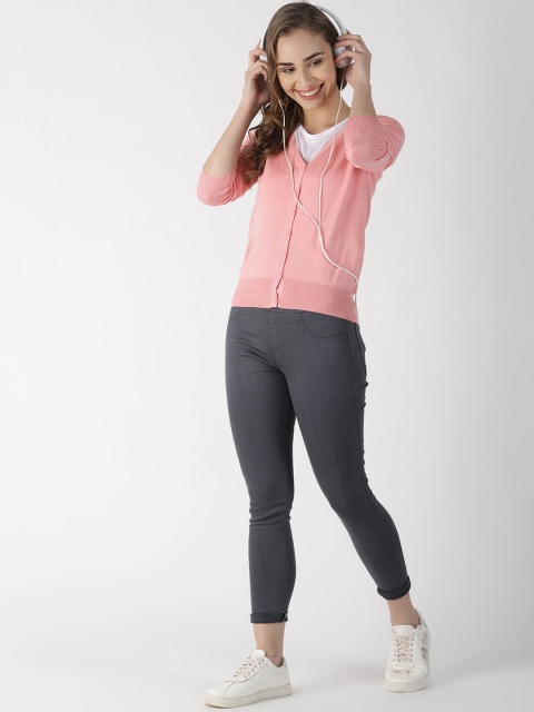 

Blue Saint Women Pink Solid Cardigan Sweater