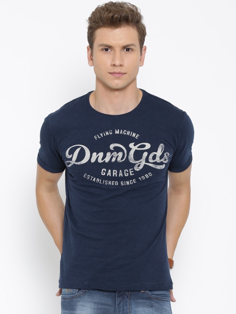 

Flying Machine Navy Printed T-shirt, Navy blue