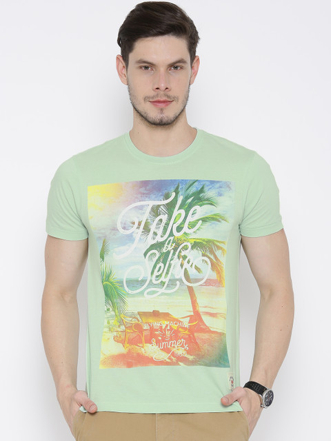 

Flying Machine Green Tropical Print T-shirt