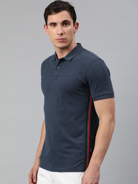 

Peter England Men Navy Blue Solid Polo Collar T-shirt