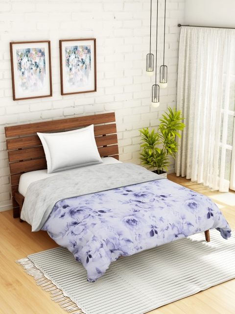 

WELHOME Grey Floral AC Room 110 GSM Single Bed Quilt