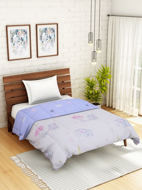 

WELHOME Blue & Grey Cartoon Characters AC Room 110 GSM Single Bed Quilt