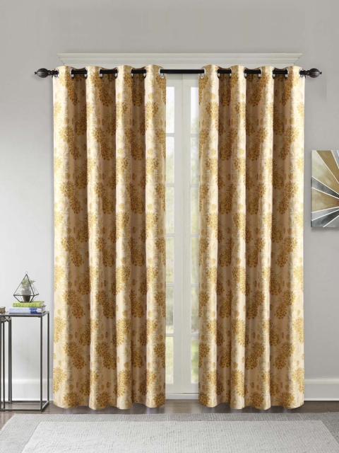 

Deco Window Yellow & Brown Set of 2 Door Curtains