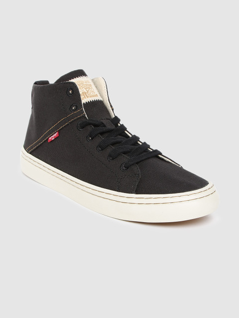 

Levis Men Black Solid Canvas Mid-Top Sneakers