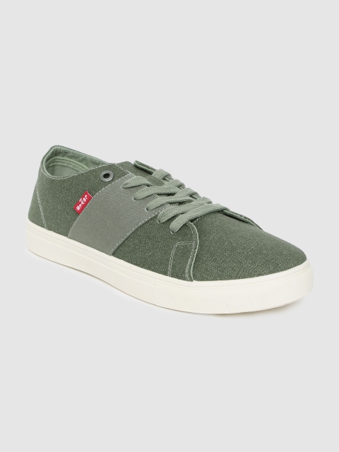 

Levis Men Olive Green Canvas Sneakers