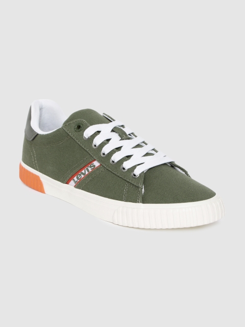 

Levis Men Olive Green Solid SKINNER Canvas Sneakers