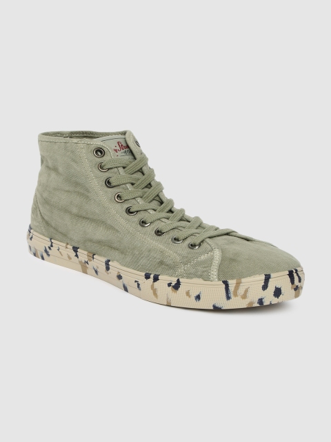 

Levis Men Khaki Solid Canvas Mid-Top Sneakers