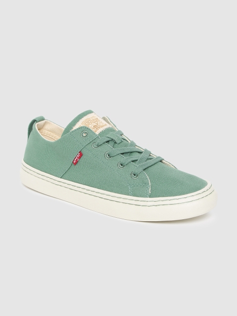 

Levis Men Green Solid Canvas Sneakers