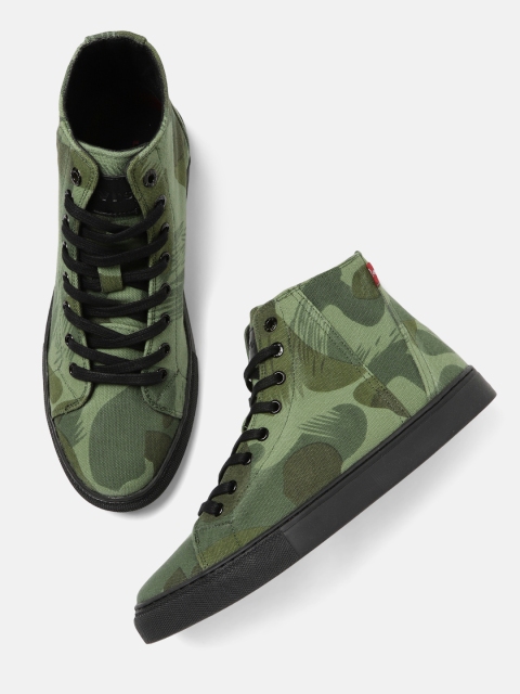 

Levis Men Olive Green Printed Mid-Top Sneakers