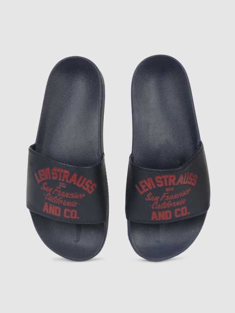 

Levis Men Navy Blue & Red California Printed Sliders