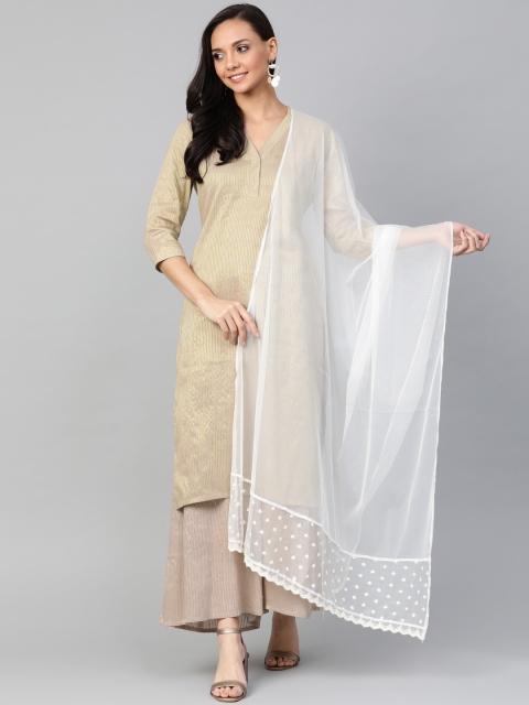 

W White Solid Net Dupatta