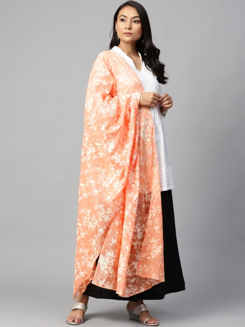 

W Orange & Off-White Printed Dupatta