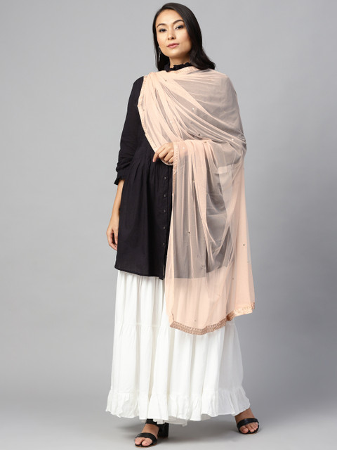 

W Peach-Coloured Sequinned Dupatta