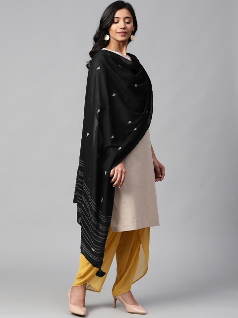 

W Black & White Printed Pure Cotton Dupatta