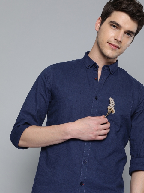 

Mast & Harbour Men Navy Blue Regular Fit Solid Casual Shirt