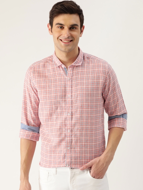 

Mast & Harbour Men Orange & Blue Regular Fit Checked Casual Shirt