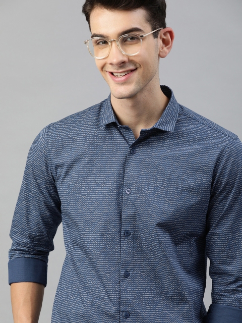 

Mast & Harbour Men Blue Regular Fit Printed Smart Casual Shirt