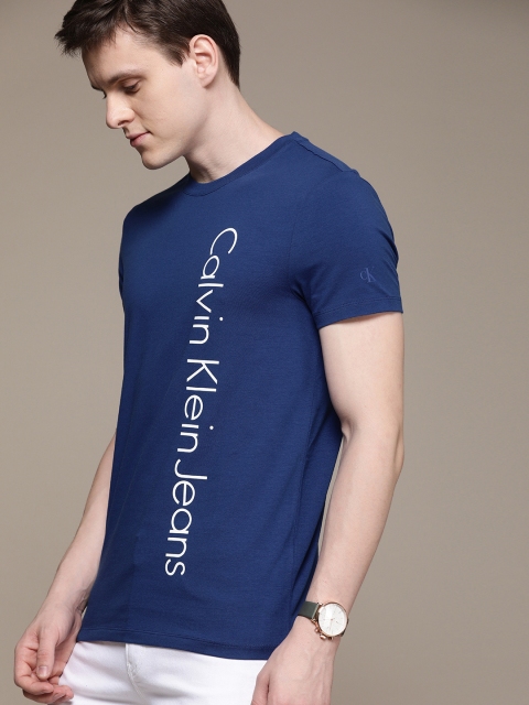 

Calvin Klein Jeans Men Blue Slim Fit Printed Round Neck T-shirt