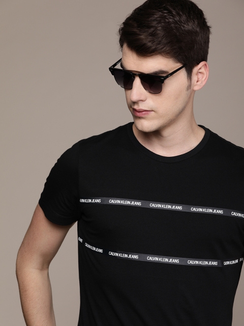 

Calvin Klein Jeans Men Black Slim Fit Printed Round Neck T-shirt