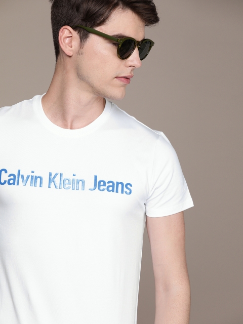

Calvin Klein Jeans Men White Printed Round Neck T-shirt
