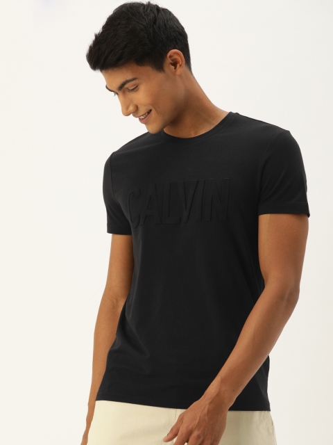 

Calvin Klein Jeans Men Black Solid Embossed Round Neck T-shirt