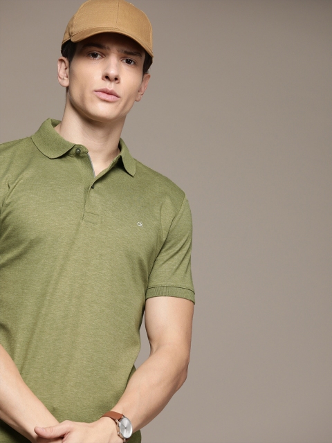 

Calvin Klein Jeans Men Green Solid Slim Fit Polo Collar T-shirt