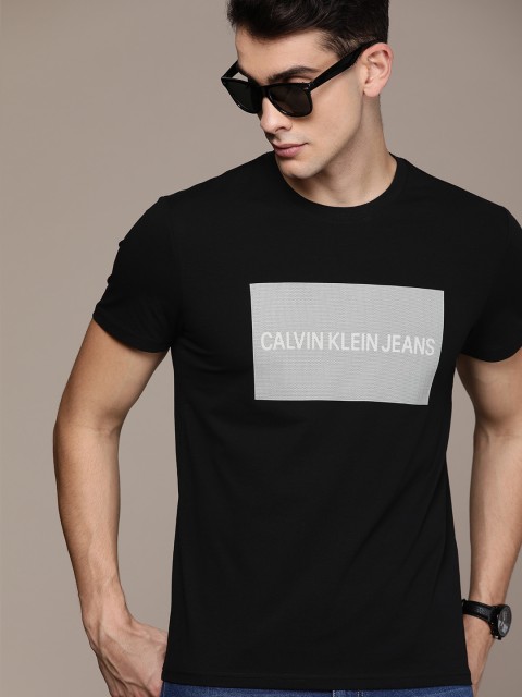 

Calvin Klein Jeans Men Black Slim Fit Printed Round Neck T-shirt