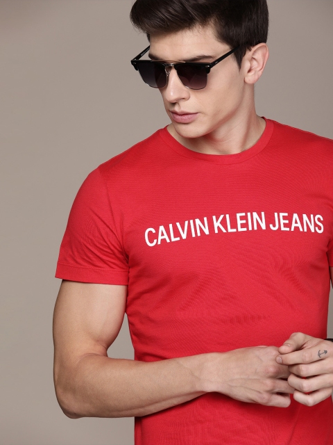 

Calvin Klein Jeans Men Red Printed Slim Fit Round Neck T-shirt