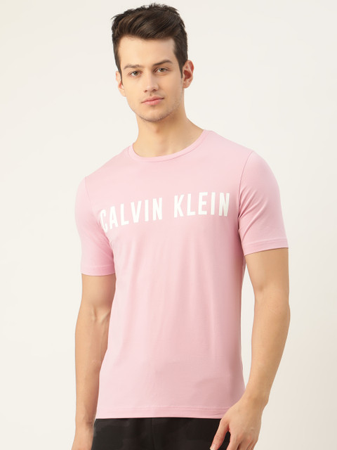 

Calvin Klein Jeans Men Pink & White Printed Round Neck T-shirt