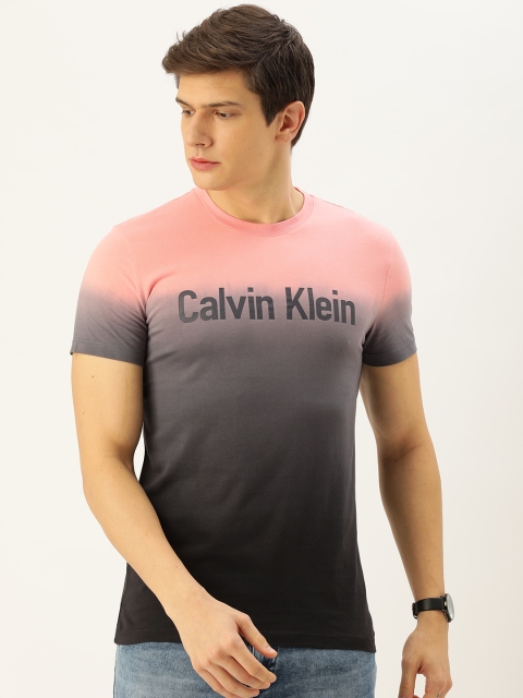 

Calvin Klein Jeans Men Pink & Black Printed Round Neck T-shirt with Ombre Effect
