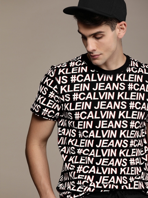 

Calvin Klein Jeans Men Black & White Printed Round Neck T-shirt