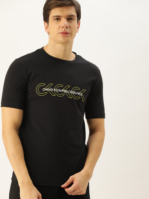 

Calvin Klein Jeans Men Black Printed Round Neck T-shirt with Embroidery