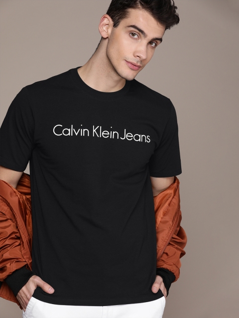 

Calvin Klein Jeans Men Black Printed Slim Fit Round Neck T-shirt