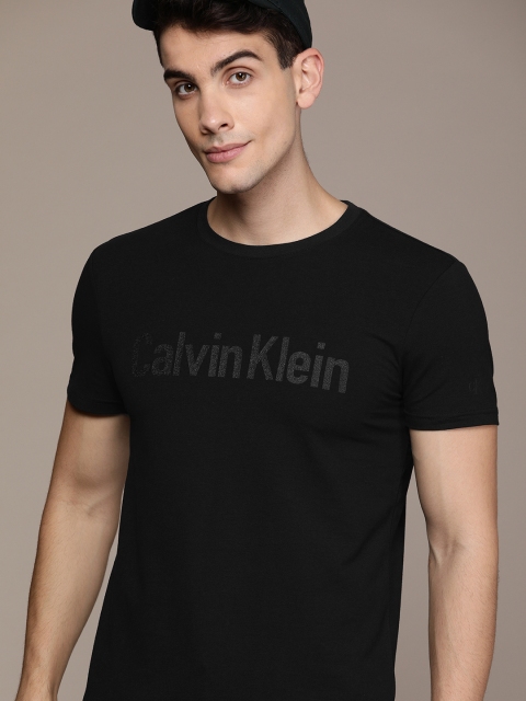 

Calvin Klein Jeans Men Black Slim Fit Printed Round Neck T-shirt