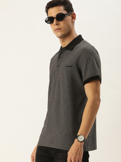 

Calvin Klein Jeans Men Charcoal Grey Polo Collar T-shirt