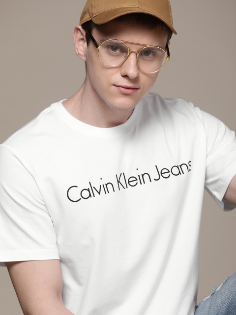 

Calvin Klein Jeans Men White Printed Round Neck T-shirt