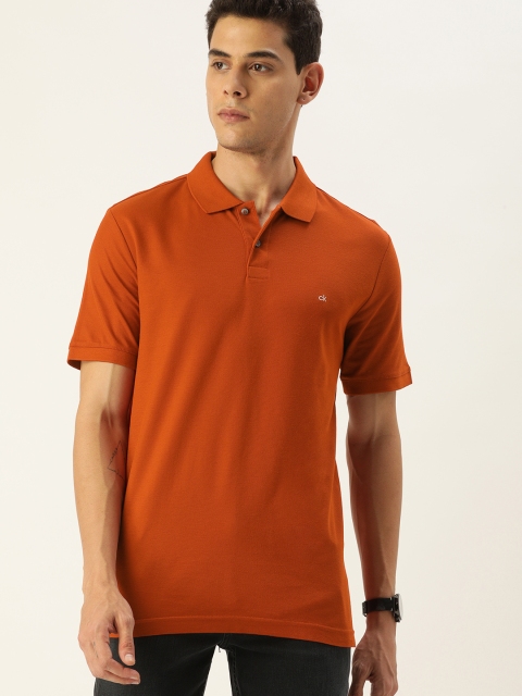 

Calvin Klein Jeans Men Rust Orange Polo Collar Slim Fit T-shirt