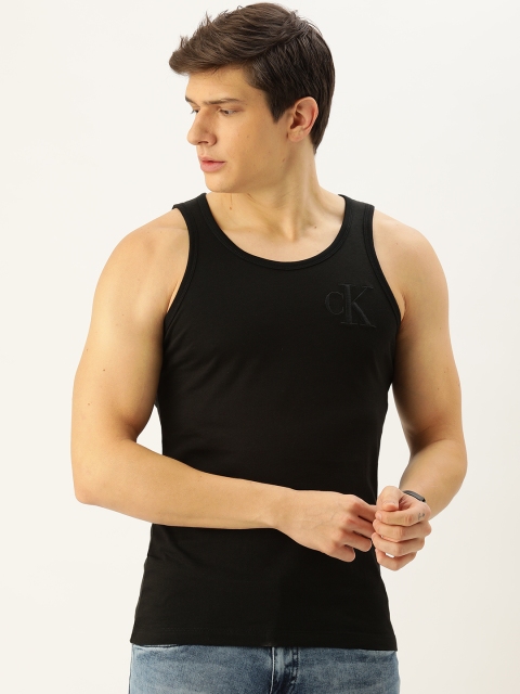 

Calvin Klein Jeans Men Black Solid Sleeveless Round Neck T-shirt