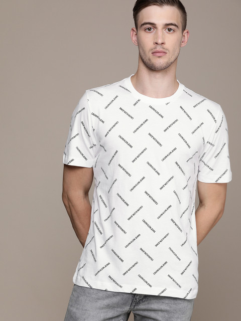 

Calvin Klein Jeans Men White Printed Round Neck T-shirt