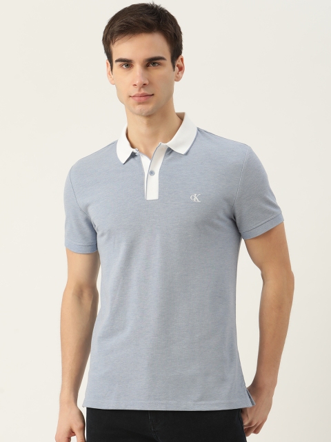 

Calvin Klein Jeans Men Blue Solid Polo Collar Slim Fit T-shirt